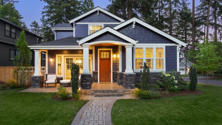 house with lights on