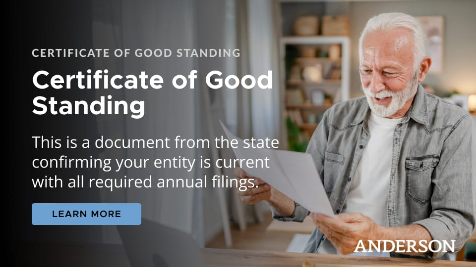 The importance of a Certificate of Good Standing | Anderson Business ...
