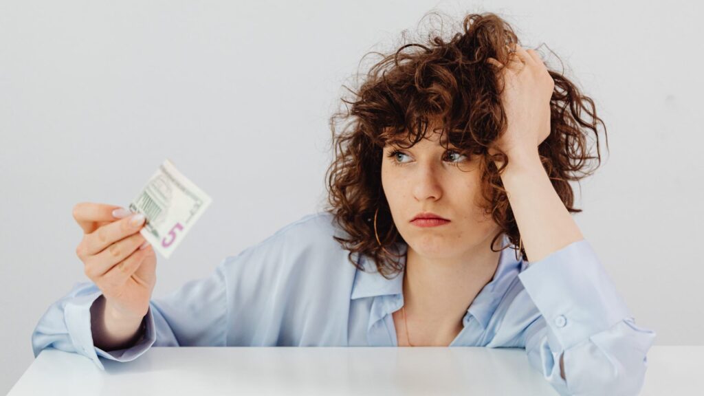 woman in debt