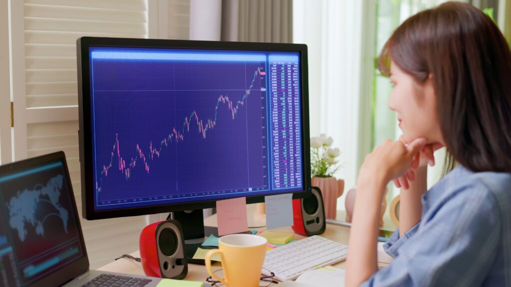 woman investing in crypto
